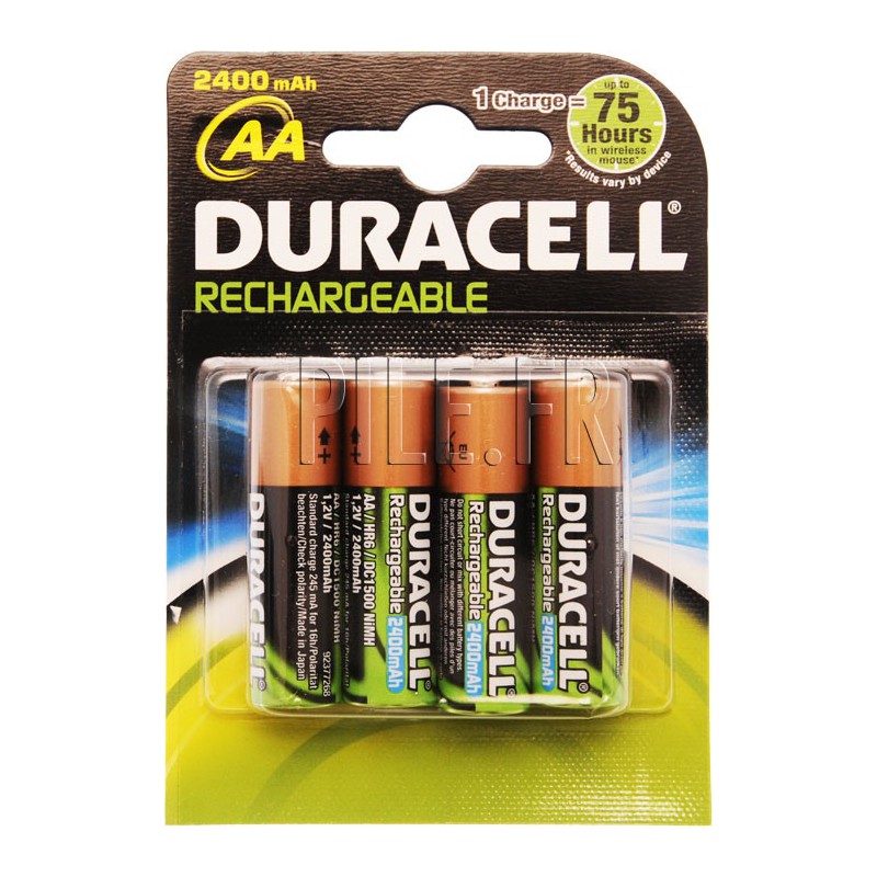 Piles LR6 AA rechargeables DURACELL 2500 mAh