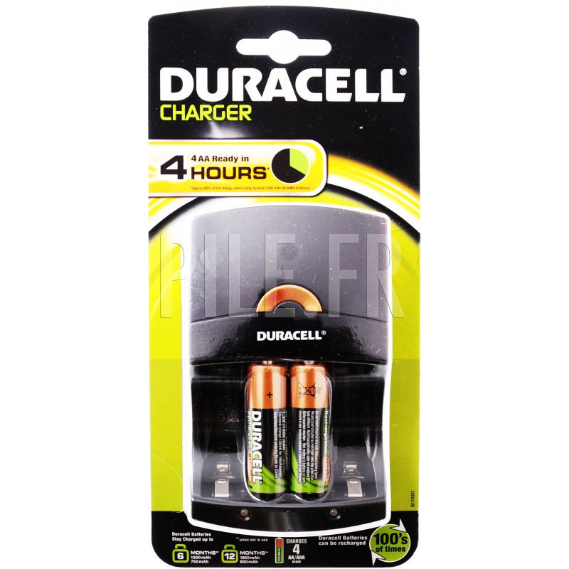 Duracell - chargeur de piles AA et AAA en 4 heures (2 piles AA et