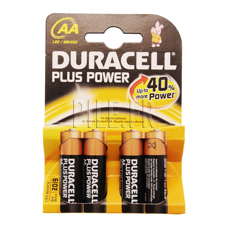 Pile alcaline LR6 AA AM3 1,5V DURACELL Plus Power Duralock Blister