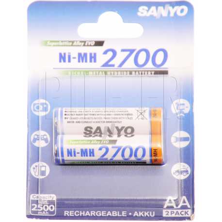 Piles LR6 AA rechargeables Sanyo 2700mAh