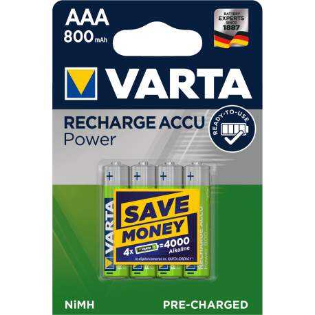 Piles LR03 AAA rechargeables Varta 800 mAh