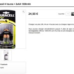 Chargeur Duracell 4 heures + 2xAA 1300mAh